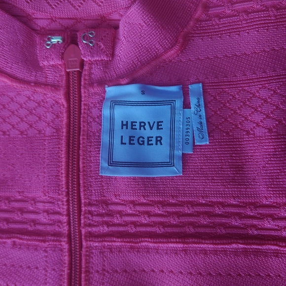 EUC Hot Pink HERVE LEGER Lilykate Mini Dress Small / S $1590 Barbie Neon Bodycon - Picture 5 of 9